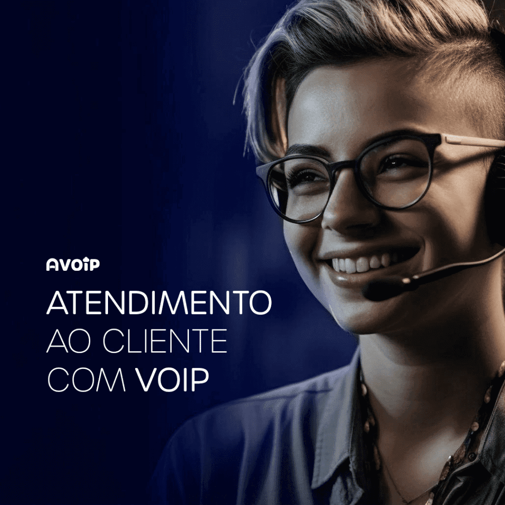 Foto de uma mulher realizando atendimento ao cliente com voip